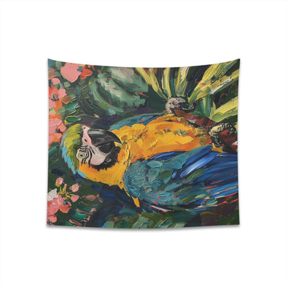 "Parrot Paradise Tropical Tapestry - Vibrant Parrot Design for Any Room | High-Quality Material, Perfect Gift | Size: 57" x 57""