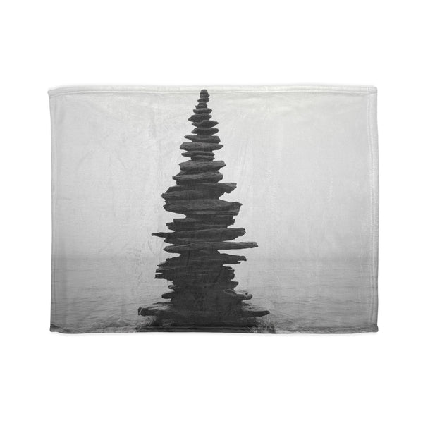 Tower of Sound Rising from Silence — Plush Fleece Throw Blanket — Full Flat Artwork View