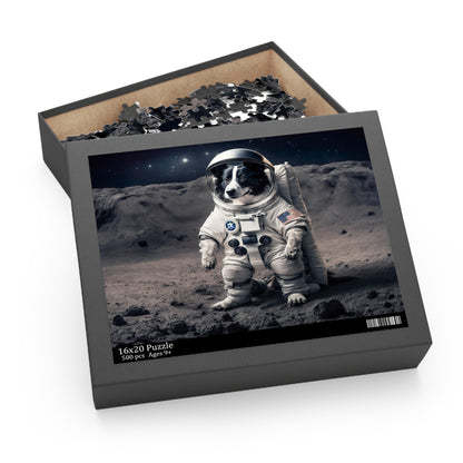 Space Dog Jigsaw Puzzle: 500 Pieces, High-Quality Chipboard, Gift-Ready Box, Glossy Finish