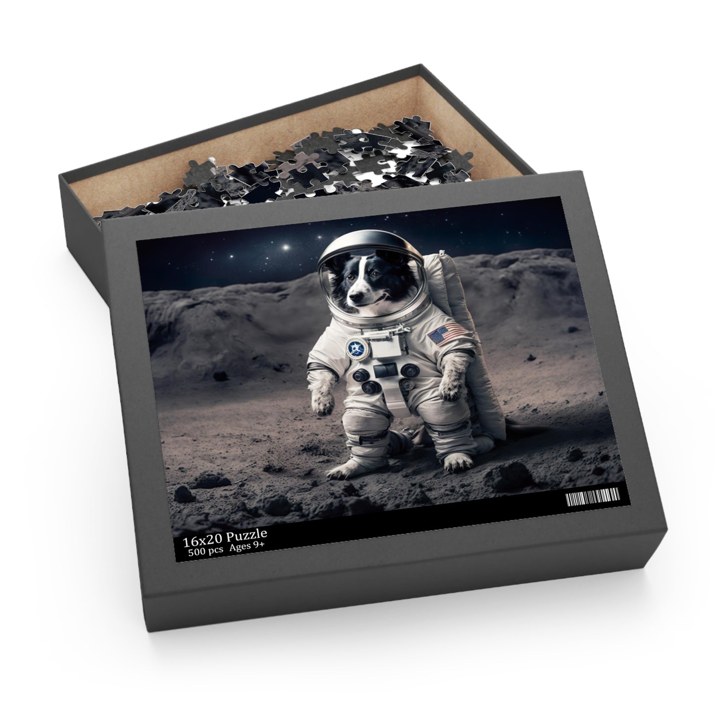 Space Dog Jigsaw Puzzle with 500 pieces, glossy finish, and gift-ready box - perfect for all ages