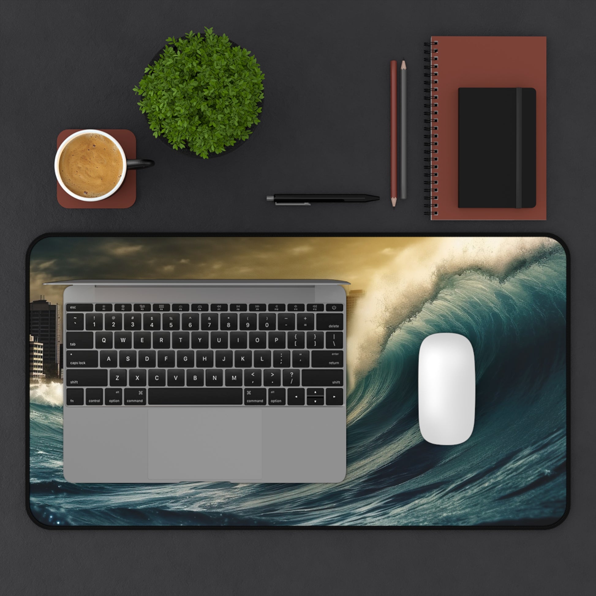 "Nature-inspired Tsunami Wave Desk Protector for a captivating workspace"