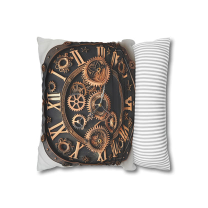 "Steampunk Timepiece Pillowcase - Victorian futurism meets vintage industrial elegance with clock face design, perfect for all seasons. High-quality, comfortable, and stylish. Makes a great gift. Shop now!"