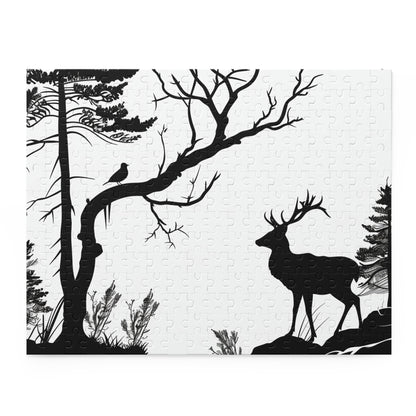 Wildlife Silhouette Nature Puzzle - Intricate animal shapes against scenic backdrop, perfect for nature lovers.