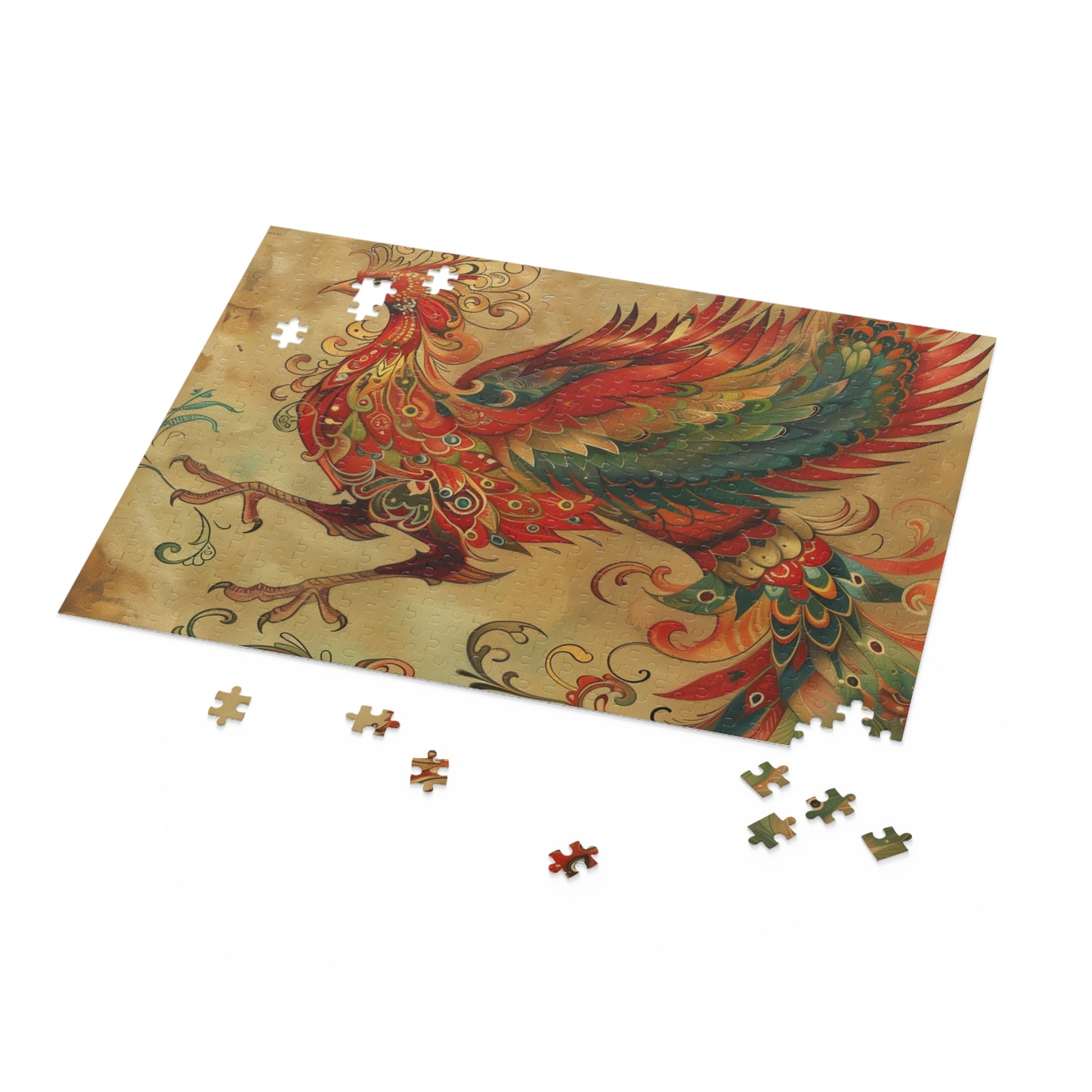 "Phoenix Mythical Jigsaw Puzzle: Vibrant and detailed mythical phoenix design for captivating puzzle fun"