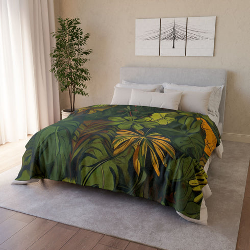 Nordic Woodland Forest Botanical Seamless Plush Fleece Throw Blanket - View 12 | Prints With Passion