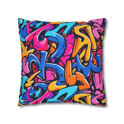 "Neon Urban Graffiti Pillowcase - Vibrant and edgy seamless pattern with bright neon colors for a pop of personality in any bedroom"