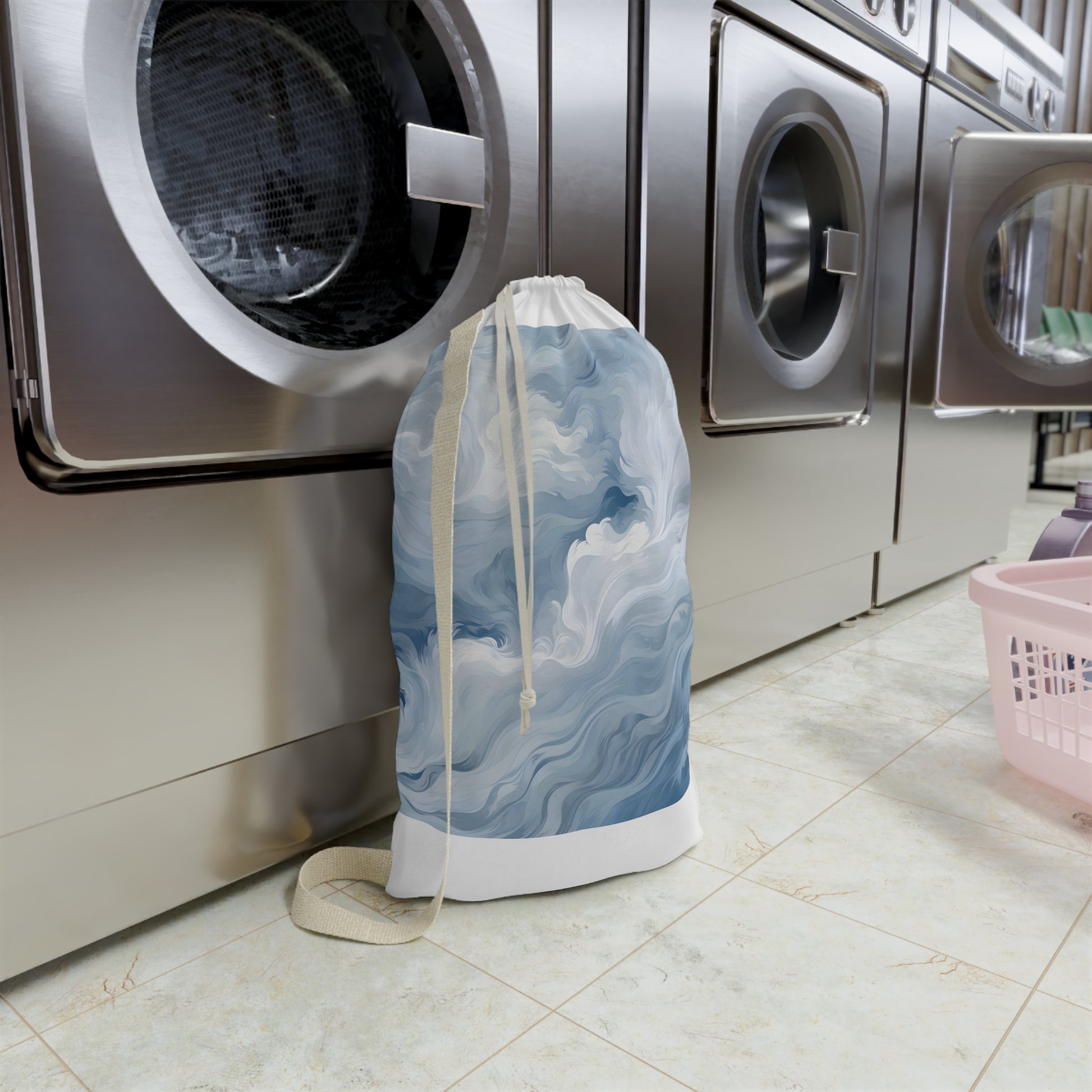 Luxurious soft line wallpaper laundry bag for elegant laundry routine