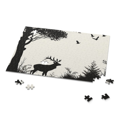 "Wildlife Silhouette Nature Jigsaw Puzzle - Enjoy intricate animal silhouettes in a serene landscape"