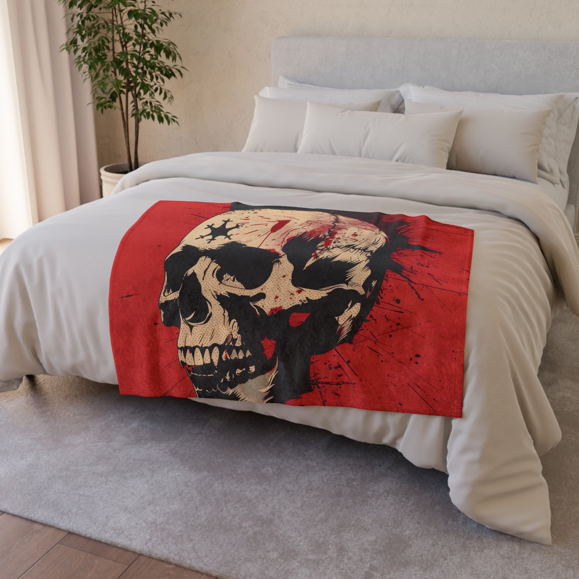 ensuring both comfort and durability. The unique skull print adds a rebellious touch to any room