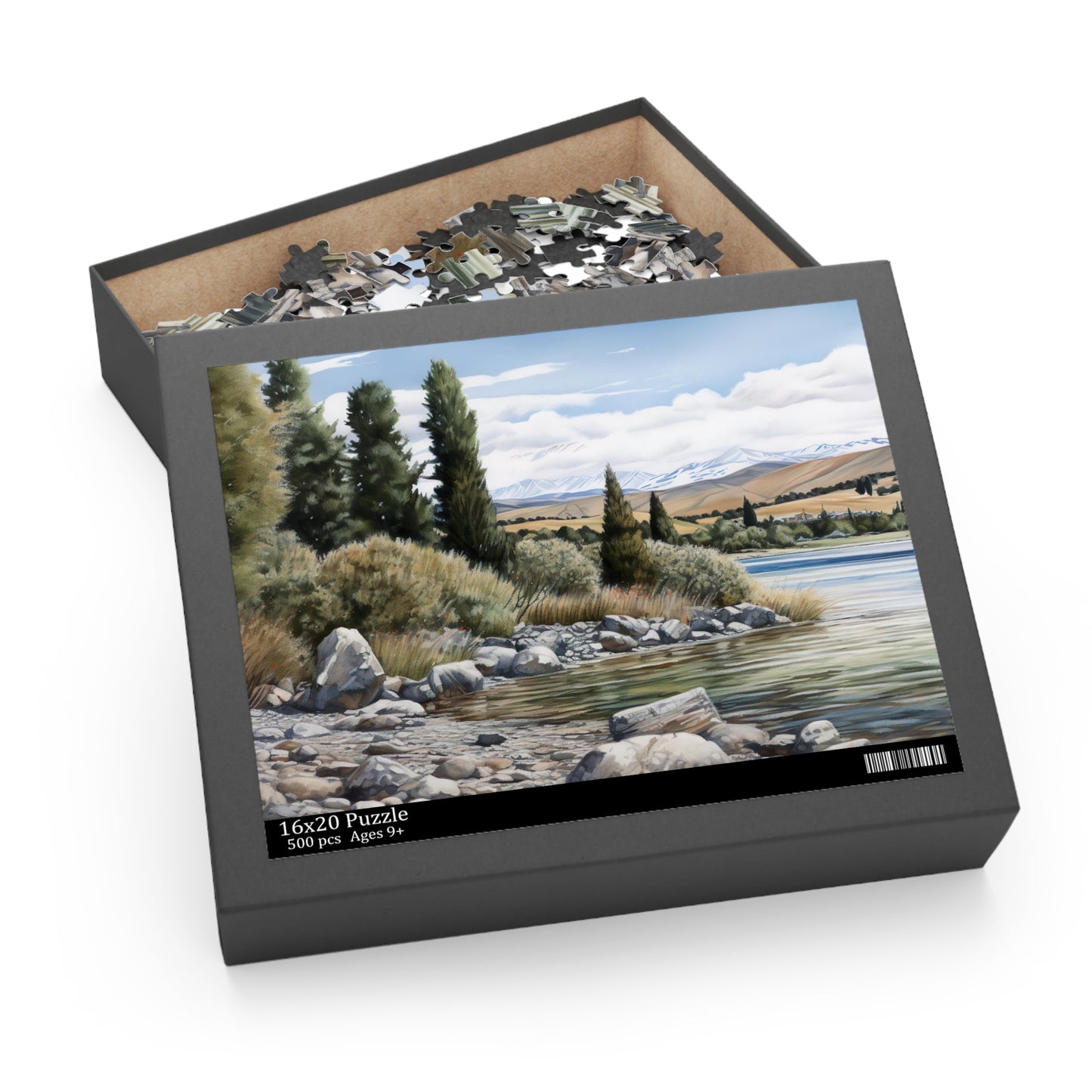 "New Zealand Lake Jigsaw Puzzle - Serene landscape with lush forests and mountains"