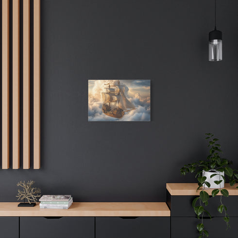 Steampunk Airship Sailing Through Clouds — Canvas Wall Art — Product Detail View 5