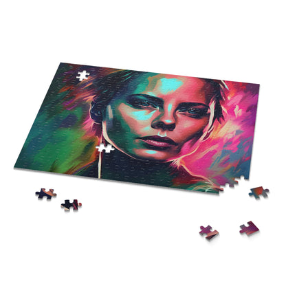 Charlize Theron Neon Watercolor Puzzle