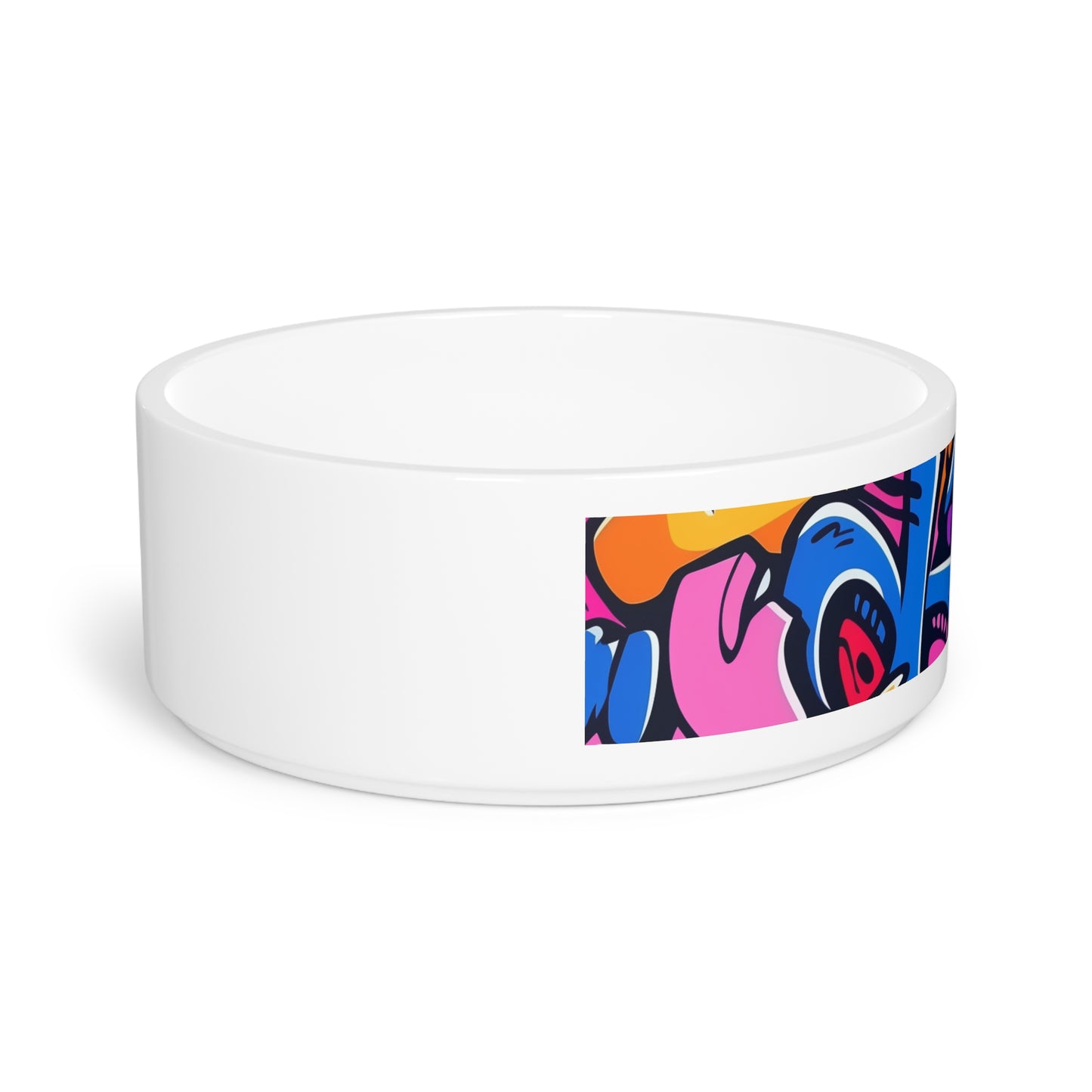 Neon Graffiti Pet Bowl: Urban Chic Elegance