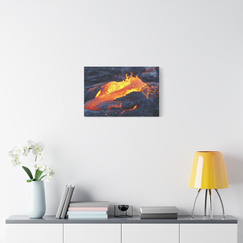 Lava Flowing from Floating Volcano (Edition II) — Canvas Wall Art — Kiln-Dried Pine Frame & Ready-to-Hang Back View