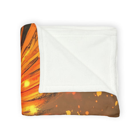 Digital Phoenix in Urban Skyline Plush Fleece Throw Blanket