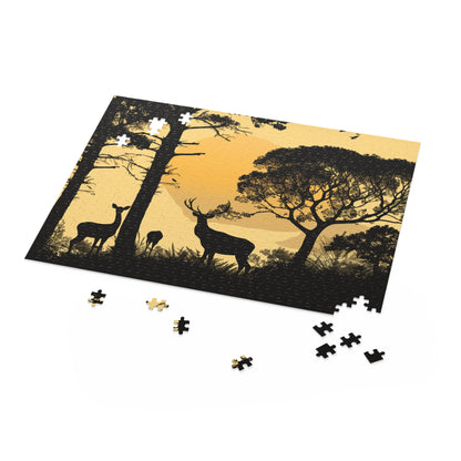 "Wildlife Silhouette Deer Jigsaw Puzzle - Fun and engaging nature-themed puzzle for animal lovers"