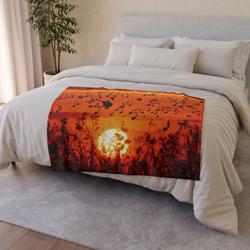 Sunset Made of Music Notes — Plush Fleece Throw Blanket — Product Detail View 6