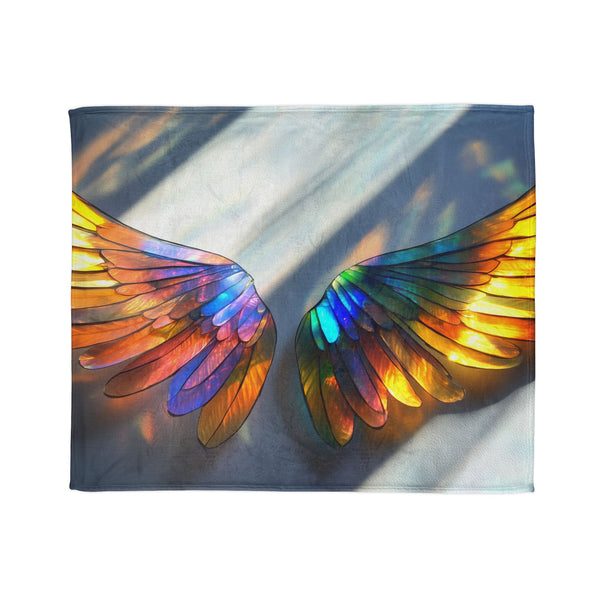 Solar Wings Casting Prism Shadows — Plush Fleece Throw Blanket — Draped Over Sofa & Bed Lifestyle View