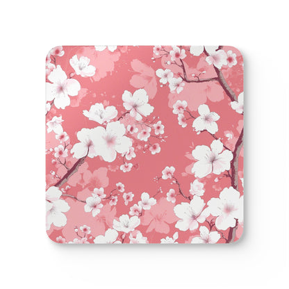 Cherry Blossom Corkwood Coaster Set: Springtime Elegance | Home Decor | Accessories, Coasters, Desk, Kitchen, Kitchen Accessories, Sublimation, Summer Picks | Prints with Passion