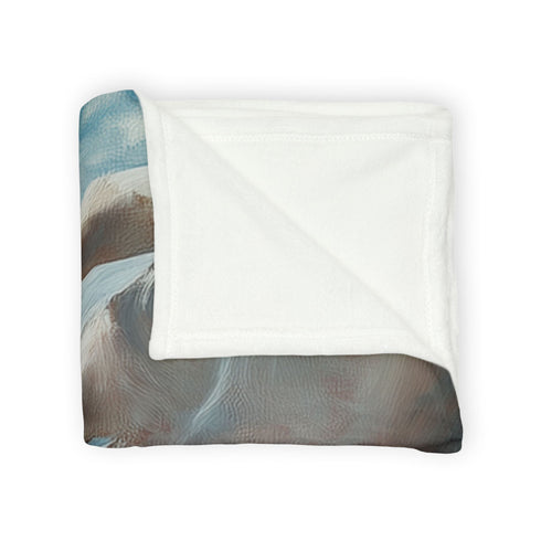 Painted Clouds Forming Human Hands — Plush Fleece Throw Blanket — Product Detail View 11
