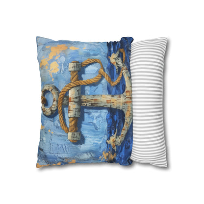 "Seafarer's Rest Anchor and Rope Pillowcase - Nautical-Inspired Design for All Seasons"