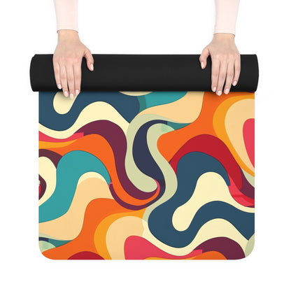 Retro Waves Yoga Mat: Vibrant, Seamless, Stylish