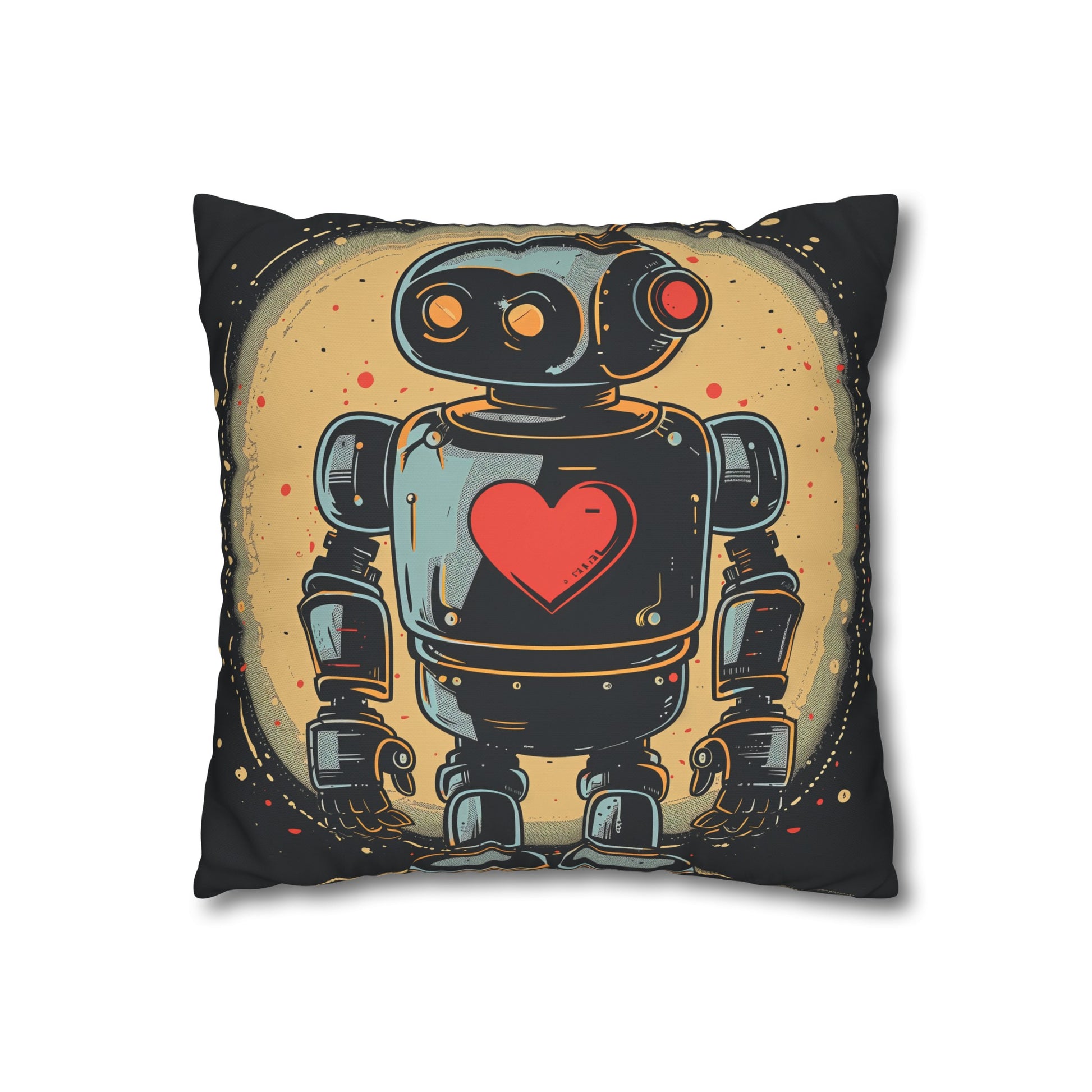 "Adorable Heartbot Pillowcase - Vintage-style robot design, high-quality material, perfect gift for tech enthusiasts and sentimental souls. Shop now!"