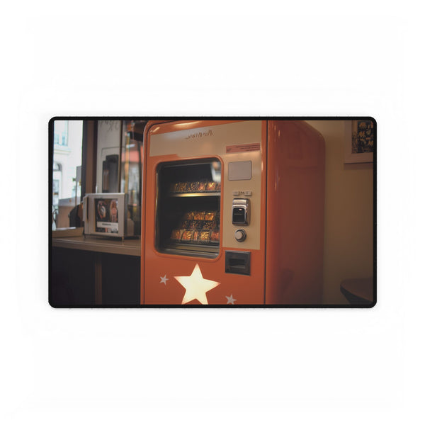 Retro Vending Machine Dispensing Stars — XL & XXL Desk Mat — Gaming & Workspace Desk Setup View