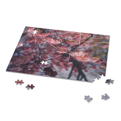 "Cherry Blossom Haven jigsaw puzzle with serene Japanese garden scene"