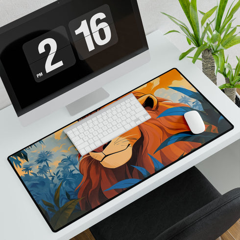Simba Young Lion King Savanna — XL & XXL Desk Mat — 3mm Non-Slip Natural Rubber Base Detail