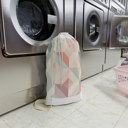 "Chic Pastel Geometrics Laundry Bag - Stylish laundry accessory with soft, muted colors and geometric pattern for modern homes"