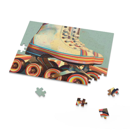 "Retro Skates Puzzle Fun - Vibrant jigsaw featuring colorful roller skates, perfect for puzzle lovers and nostalgic design enthusiasts"