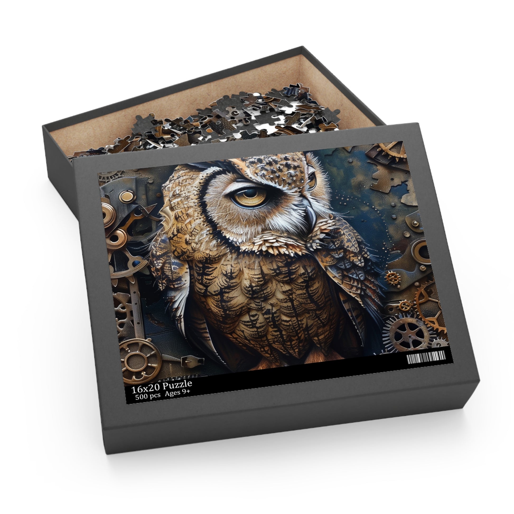 Whimsical Steampunk Owl Jigsaw Puzzle for Fantasy Enthusiasts