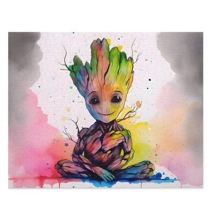 Neon Baby Groot Watercolor Puzzle.