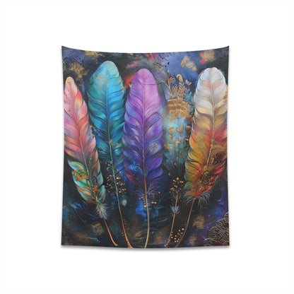 "Feather Soul Bohemian Tapestry in Earthy Tones | High-Quality and Stylish | 34" x 40" or 57" x 57" | Perfect for All Seasons | Makes a Great Gift"