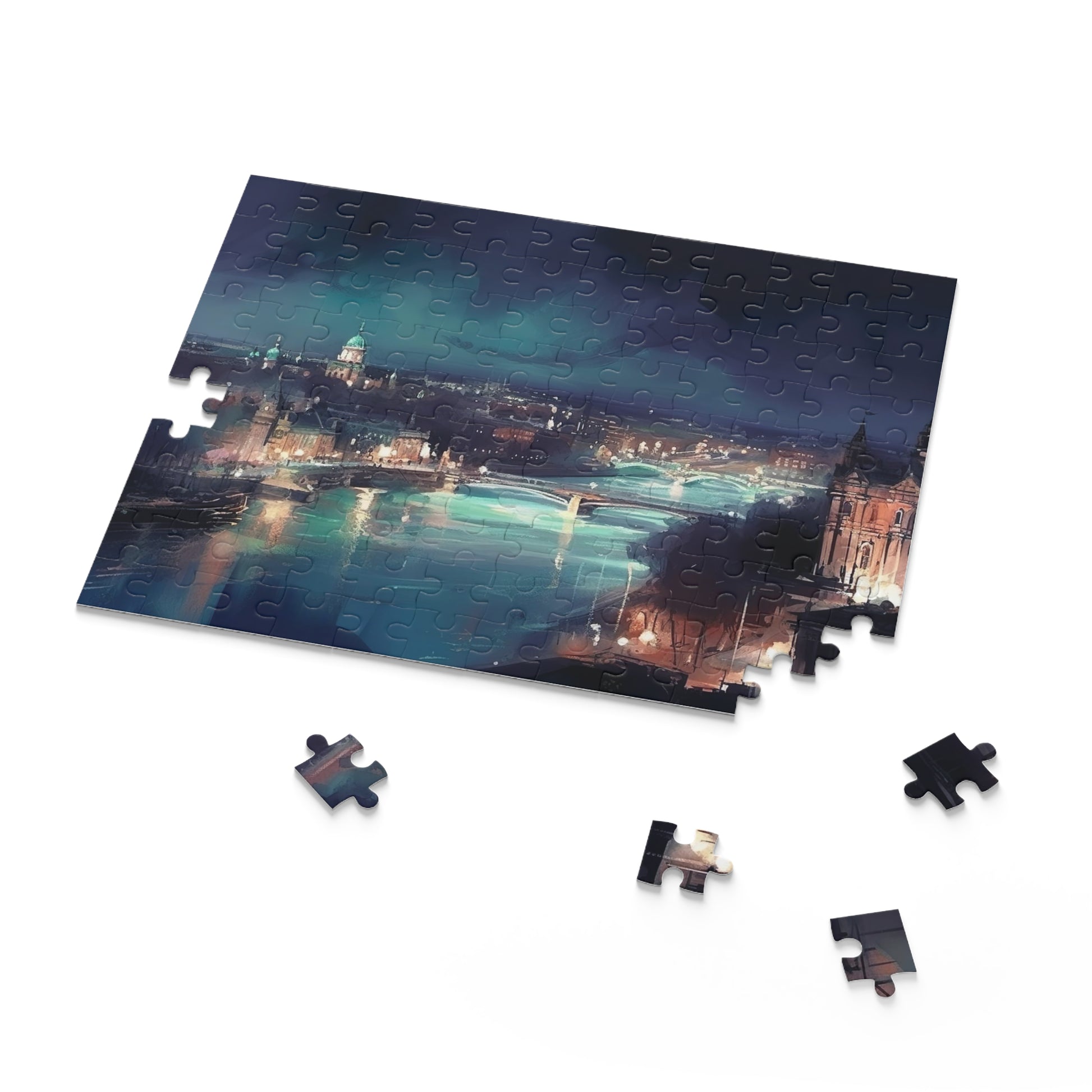 London Lights Jigsaw Puzzle - Iconic skyline illuminated against night sky for a challenging and captivating puzzle experience.