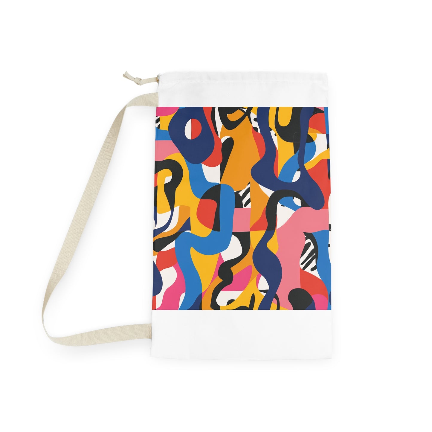 "Abstract laundry bag with vibrant colors for stylish laundry routine"