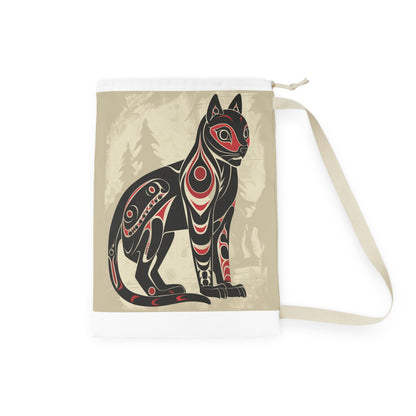 "Wild Spirit Laundry Bag - Vibrant tribal animal totem design for stylish laundry organization"