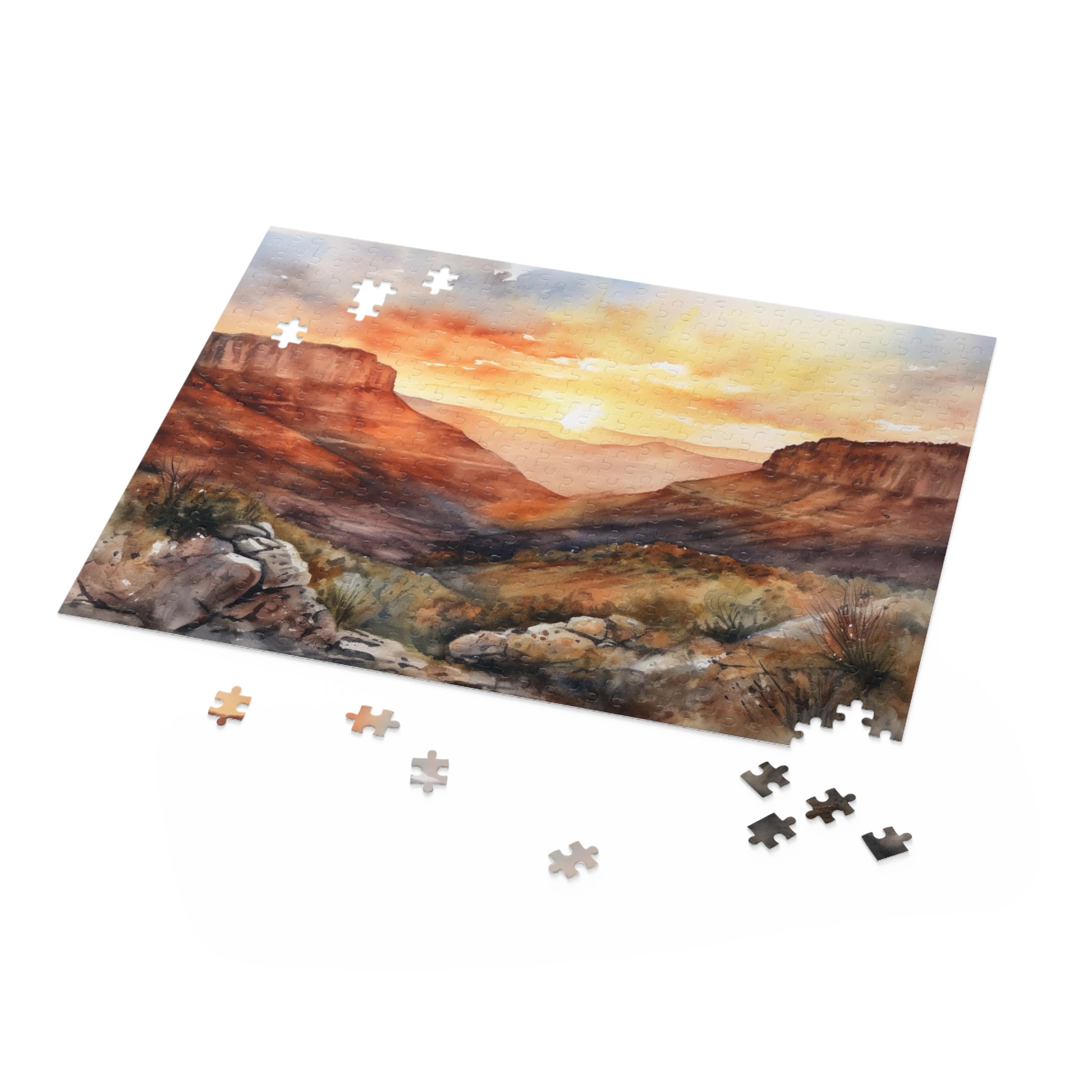 "Desert Mountain Puzzle Challenge - stunning jigsaw puzzle of serene desert mountains, perfect for relaxation"