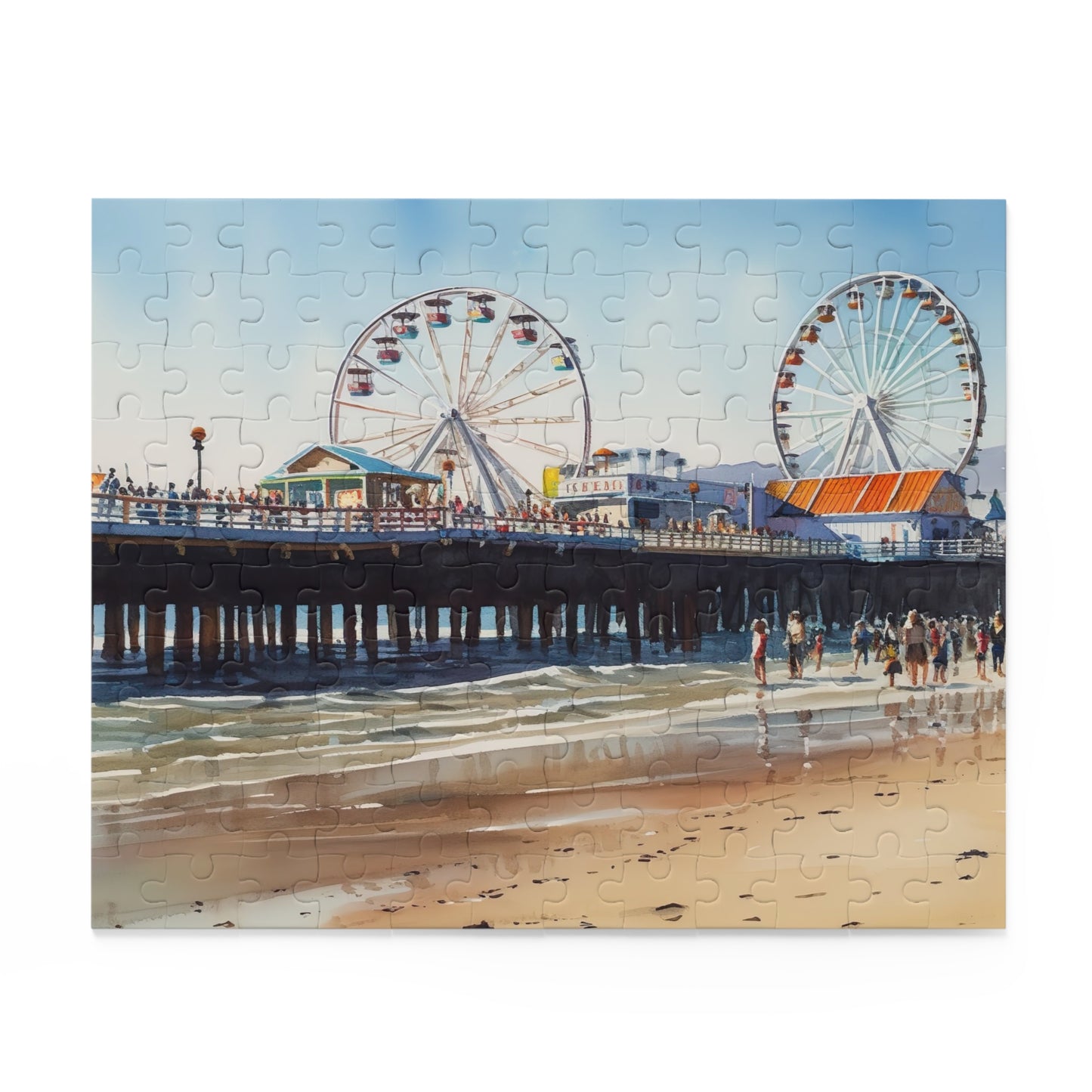 "Beach Pier Jigsaw Puzzle - Tranquil coastal scene for mindful relaxation"