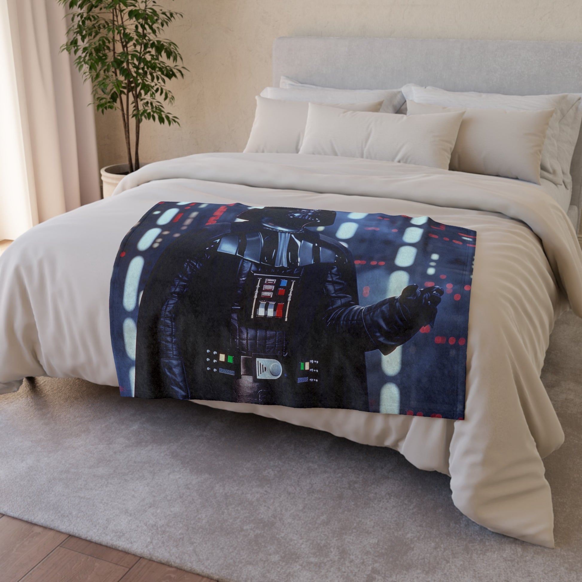 this blanket is a must-have for any Star Wars fan. Whether you're snuggled up on the couch watching your favorite movie or adding a touch of the Force to your bedroom decor