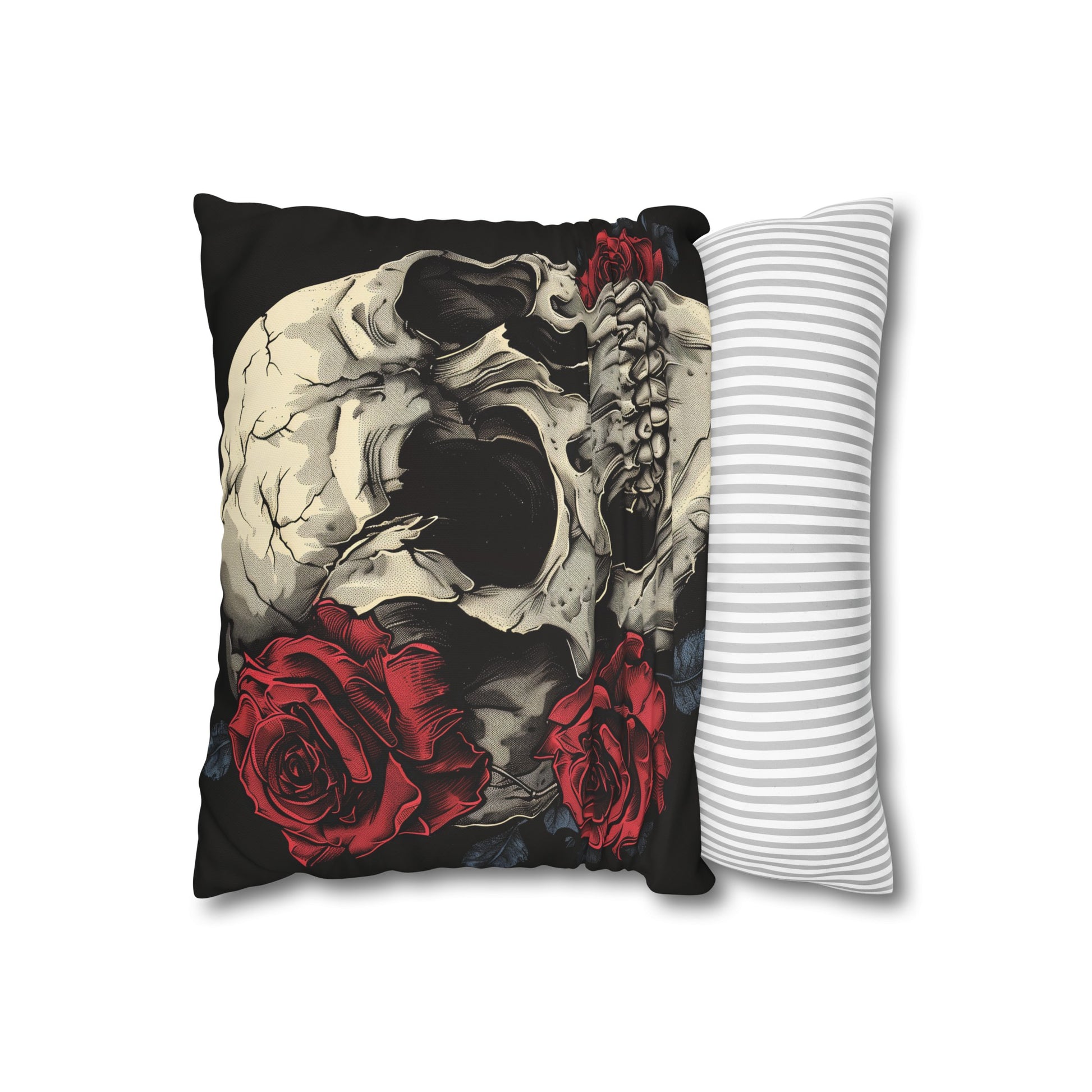 "Shop our Eternal Bloom Pillowcase - Gothic skull & rose design, high-quality & stylish, perfect for all seasons. Makes a great gift. Buy now!"