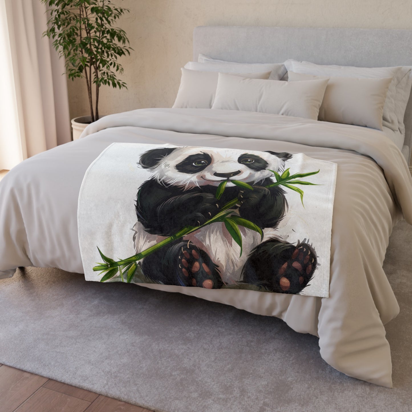 this blanket is not only cute but also environmentally friendly. Perfect for snuggling up on the couch or adding a pop of panda fun to any room. Adopt a panda today with our Panda Paradise Blanket.
Escape to a panda paradise with our Panda Paradise Blanket! This adorable design features a cute panda indulging in a delicious bamboo snack