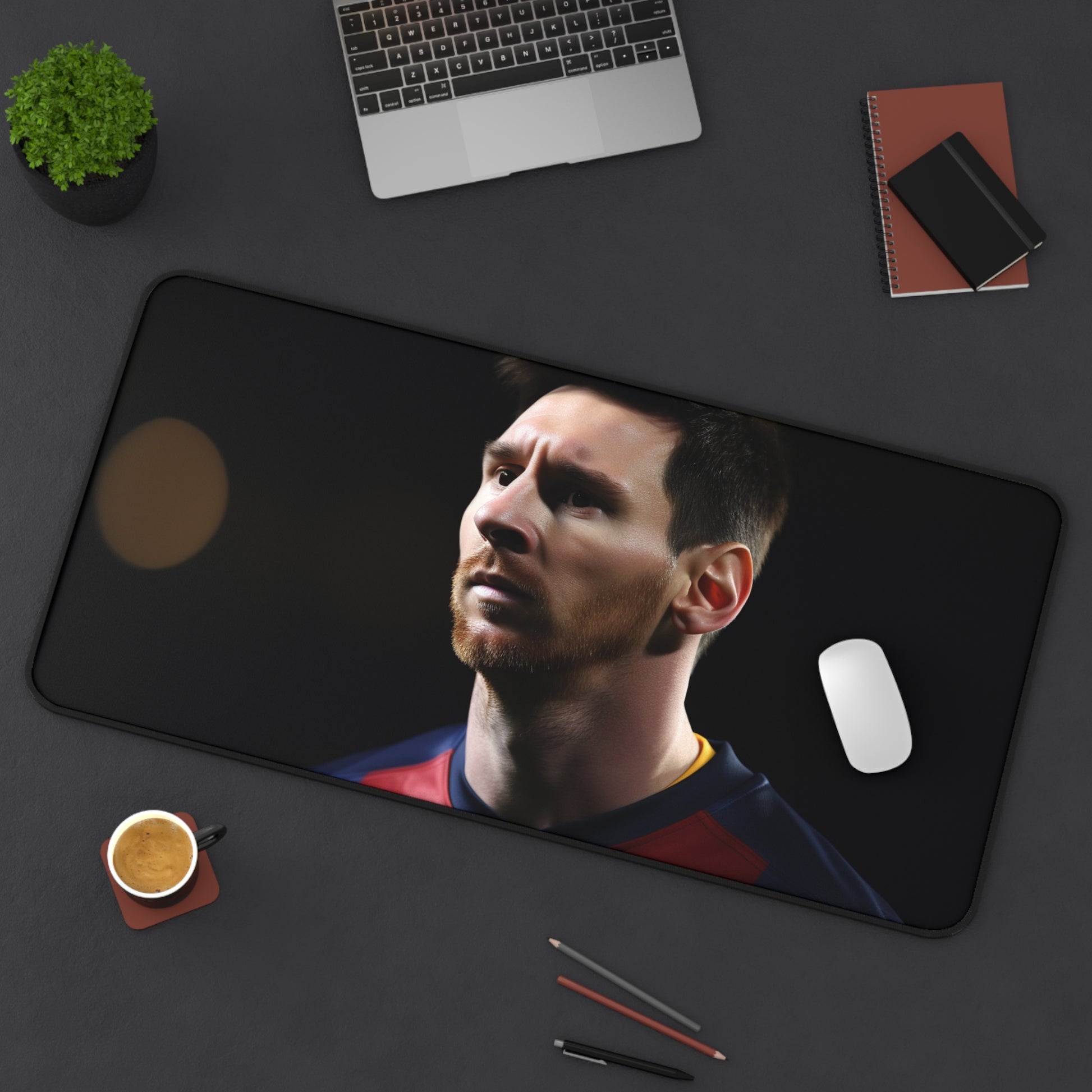 Messi Soccer Desk Mat | Desk Mat | Accessories, Back-to-School, Desk, Fall Bestsellers, Home & Living, Mouse pad, Mouse Pads, Mousepad, Seasonal Picks, Stationery, TikTok | Prints with Passion