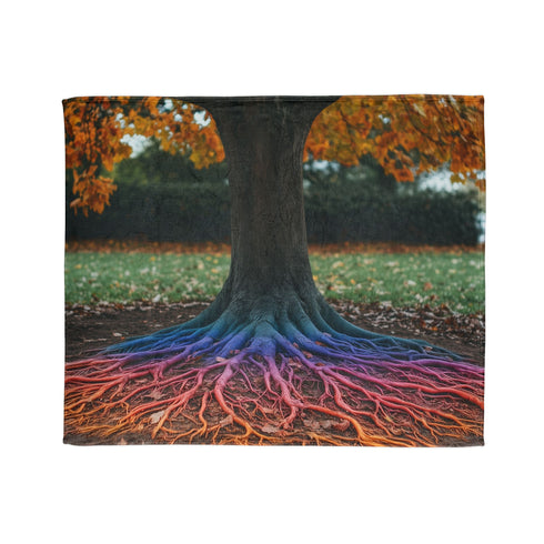 Binary Tree with Rainbow Roots Plush Fleece Throw Blanket