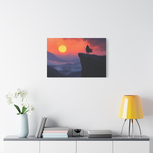 Lone Knight on a Cliff at Dawn — Canvas Wall Art — Product Detail View 7