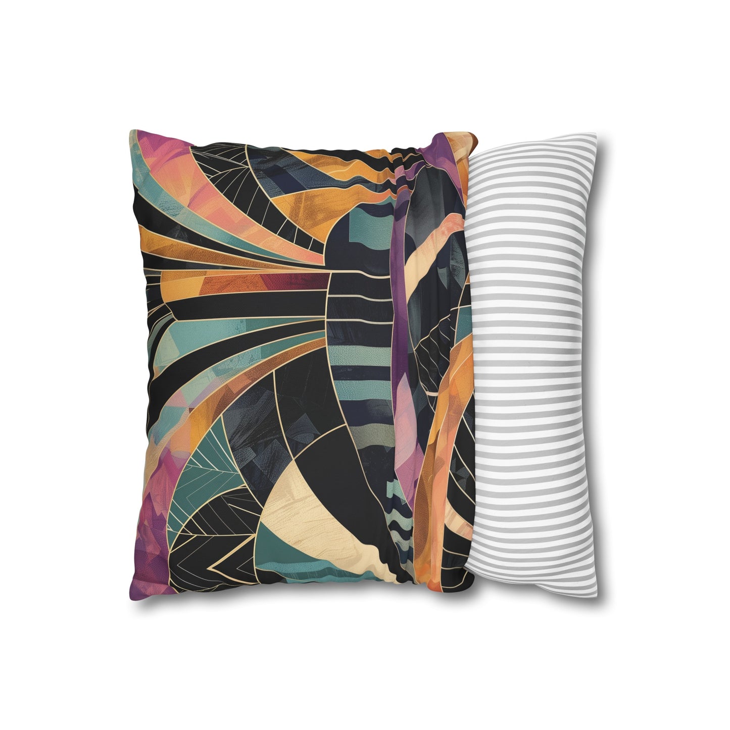 "Vintage Art Deco Elegance Pillowcase - Geometric patterns and bold colors, perfect for a stylish home decor. High-quality and comfortable design."