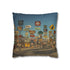 Desert Road with Endless Signs (Edition II) — 40×40 Cushion Cover — Front 40×40 cm Square Cushion View