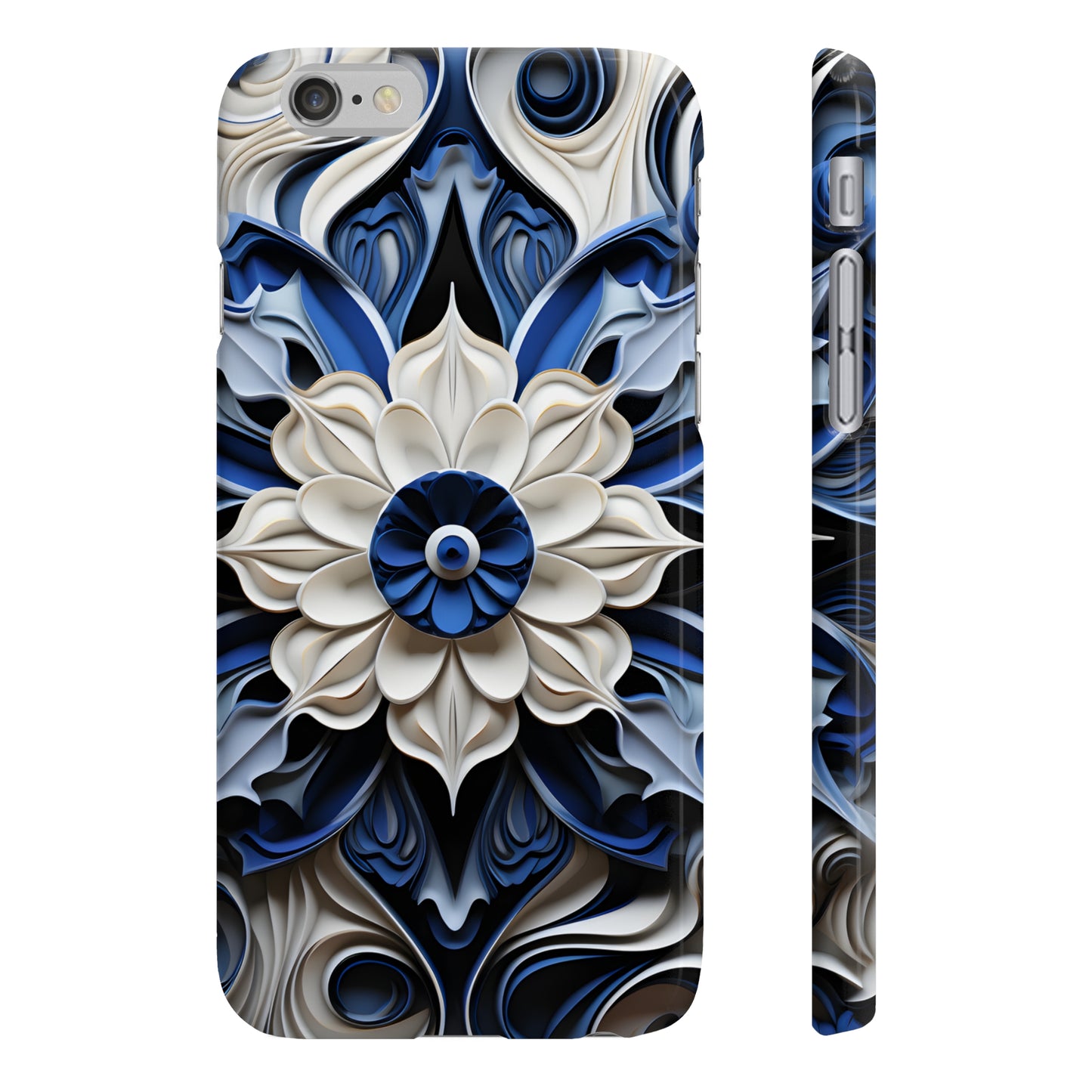 Blue Porcelain Dreams: Textured Phone Case