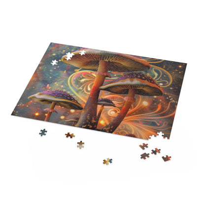 "Trippy Mushroom Jigsaw Puzzle - Vibrant colors and intricate patterns, perfect challenge for puzzle enthusiasts"